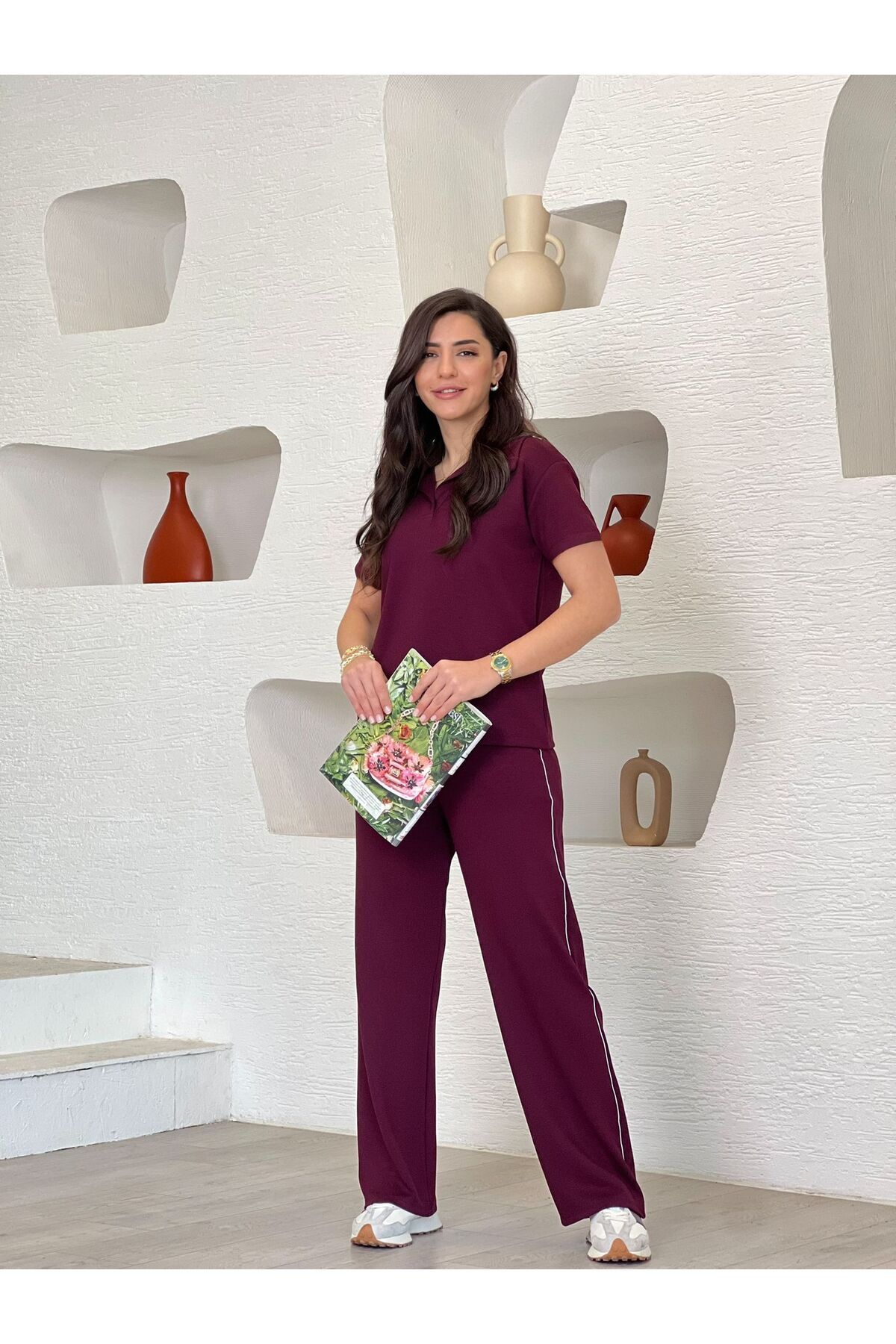 DE'VESTA Комплект спортивного костюма з модалу, смугастим оздобленням, базови...