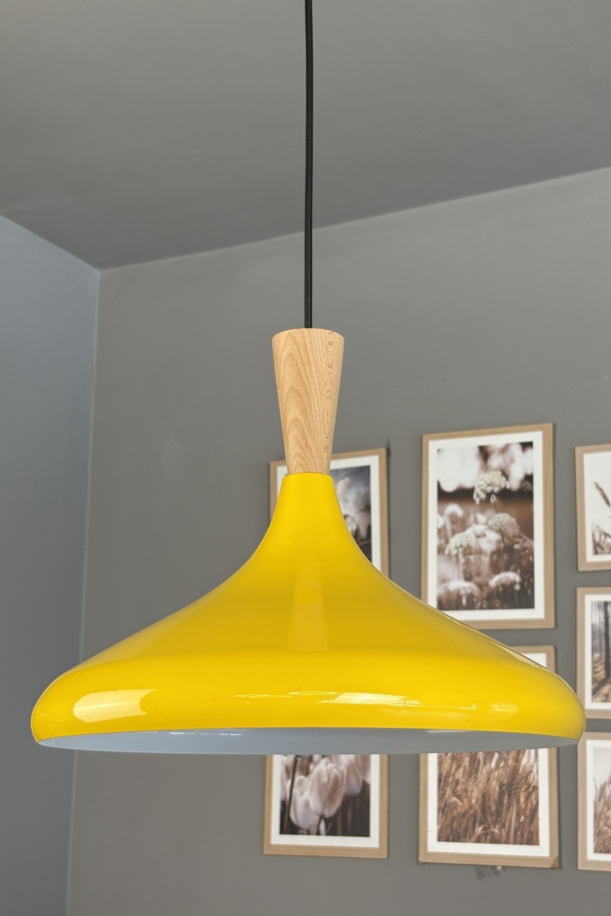 Light Yellow Wooden Funnel Single Chandelier Pendant Living Room Kitchen Cafe Boutique Lamp Lighting Chandeliers