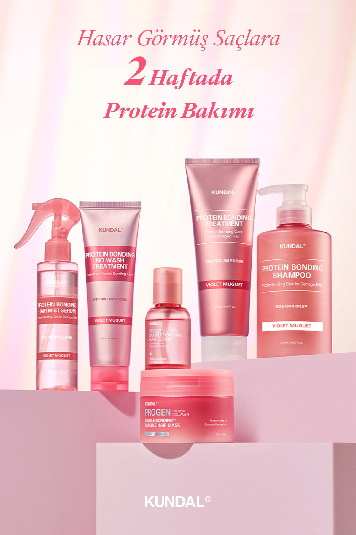 Yoğun Onarıcı Durulanmayan Bakım Kremi KUNDAL Protein Bonding No Wash Treatment 130ml Violet Muguet — 7094 — تصویر 9 از 9