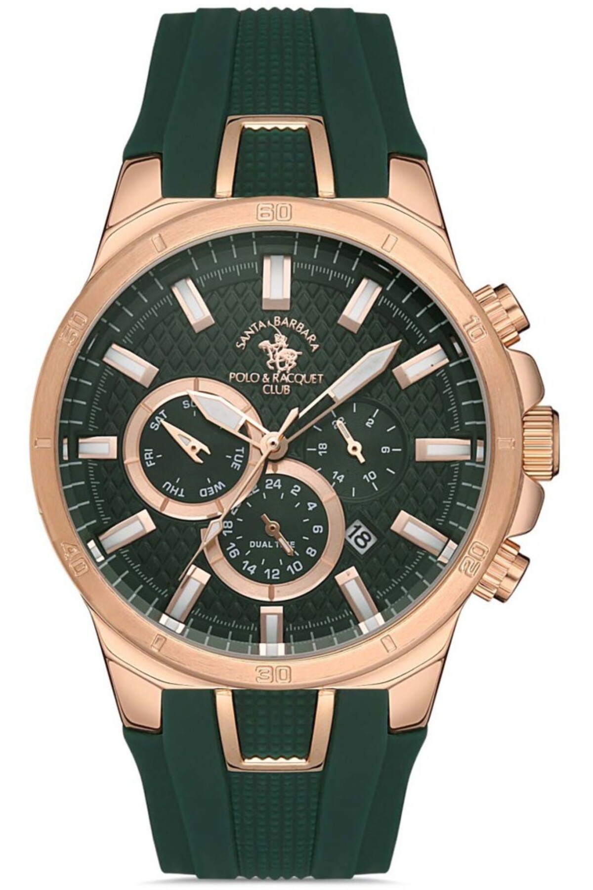 Santa Barbara Polo Racquet Club SB.1.10273.4 Silicone Cord Steel Case 5 ATM Waterproof Green Re