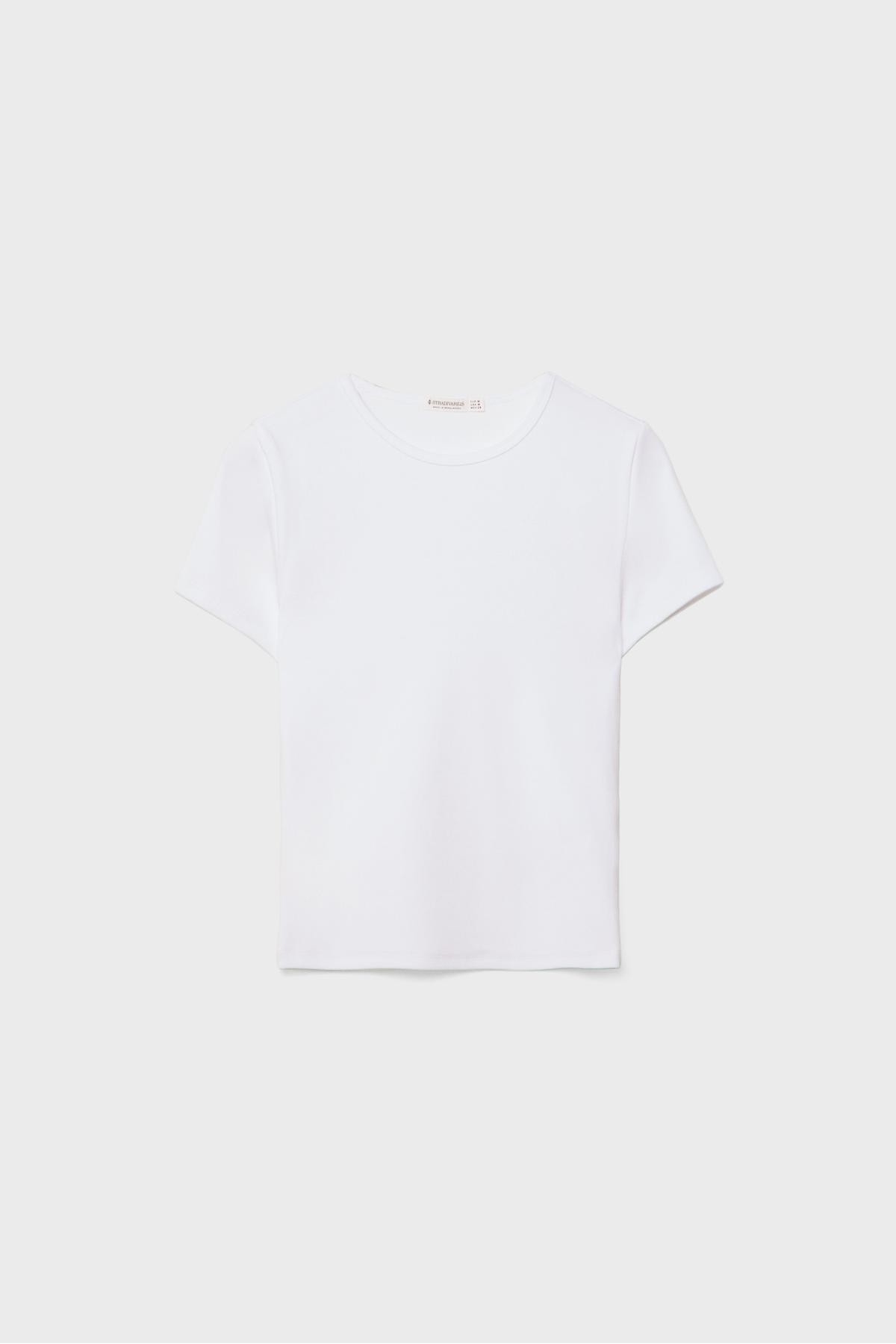 Stradivarius Basic dar kesim t-shirt görsel 8