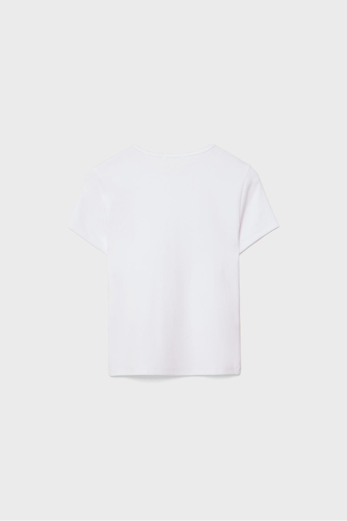 Stradivarius Basic dar kesim t-shirt görsel 7