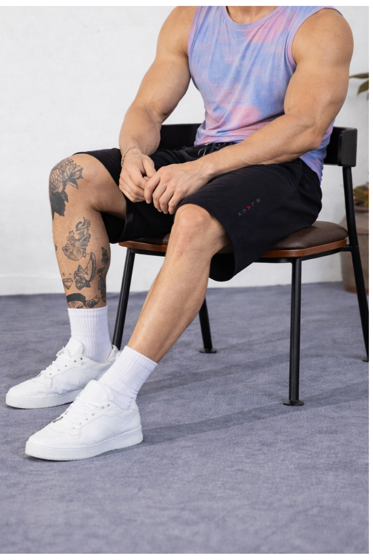 Relax family xf  Erkek Siyah Penye Biyeli Penye Şort Basketbol Futbol Fitness Spor Egzersizi Koşu Bermuda - Görsel 6