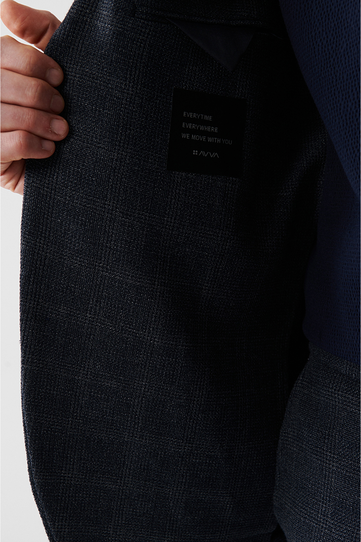 Avva  Erkek Lacivert Atarsız Mono Yaka Çift Yırtmaçlı Ceket A32Y4051 - Görsel 5