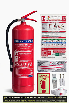 SANTRAL 6kg Yangın Söndürme Tüpü Abc Tozlu 4 Yıl (GARANTİ)