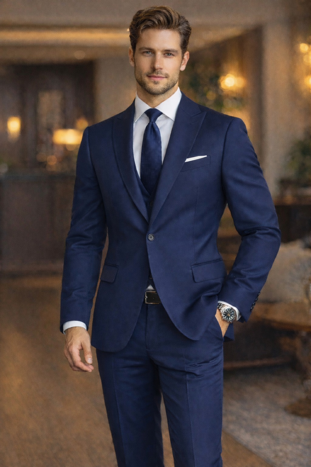 ŞIK ADAM Lacivert Slim Fit Takım Elbise