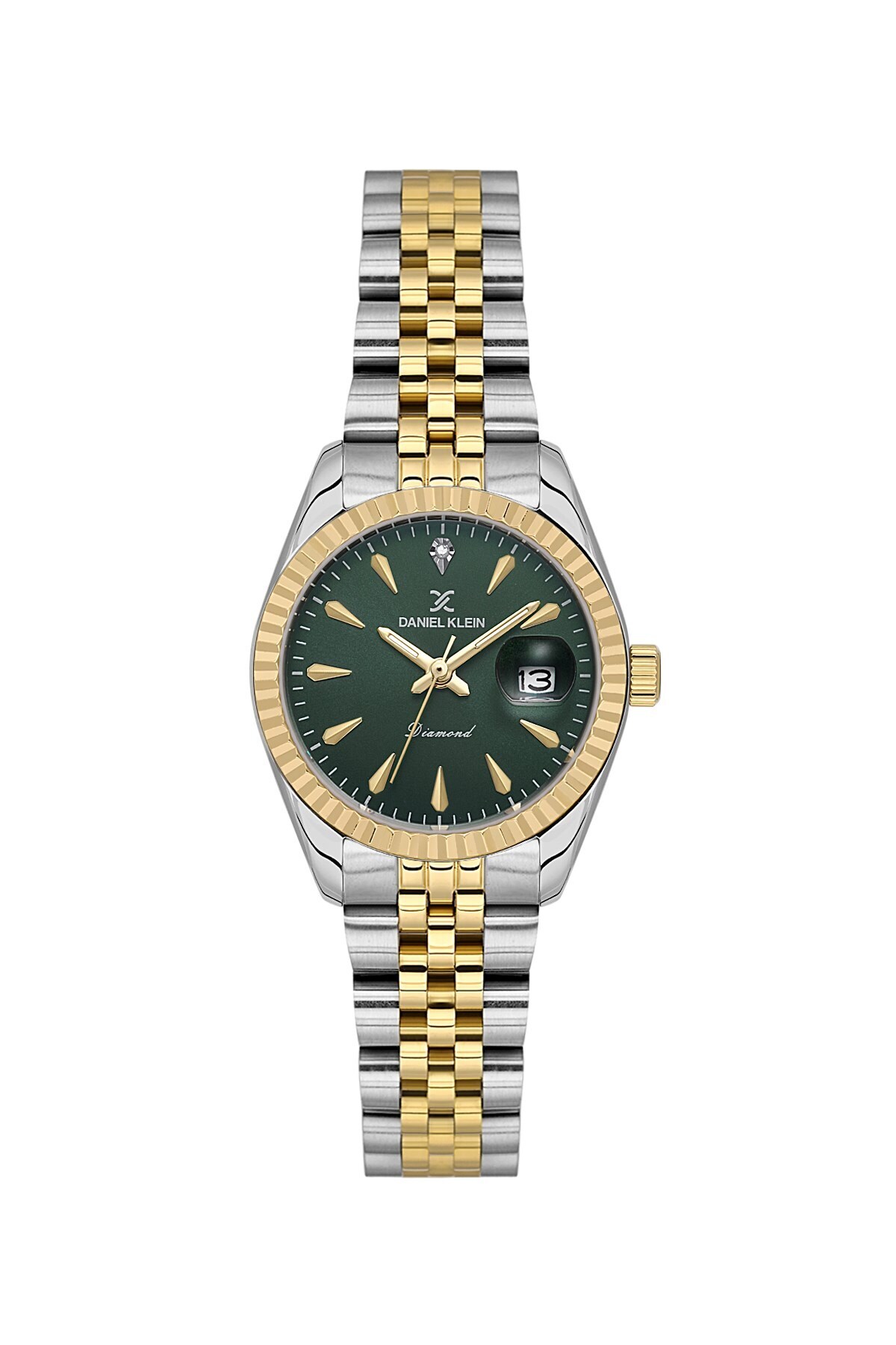 Daniel Klein  Jubile Kordon Pırlanta Taşlı Özel Diamond Serisi Küçük Kasalı (28 MM) Yeşil Kadranlı Kadın Kol Saati - Görsel 3