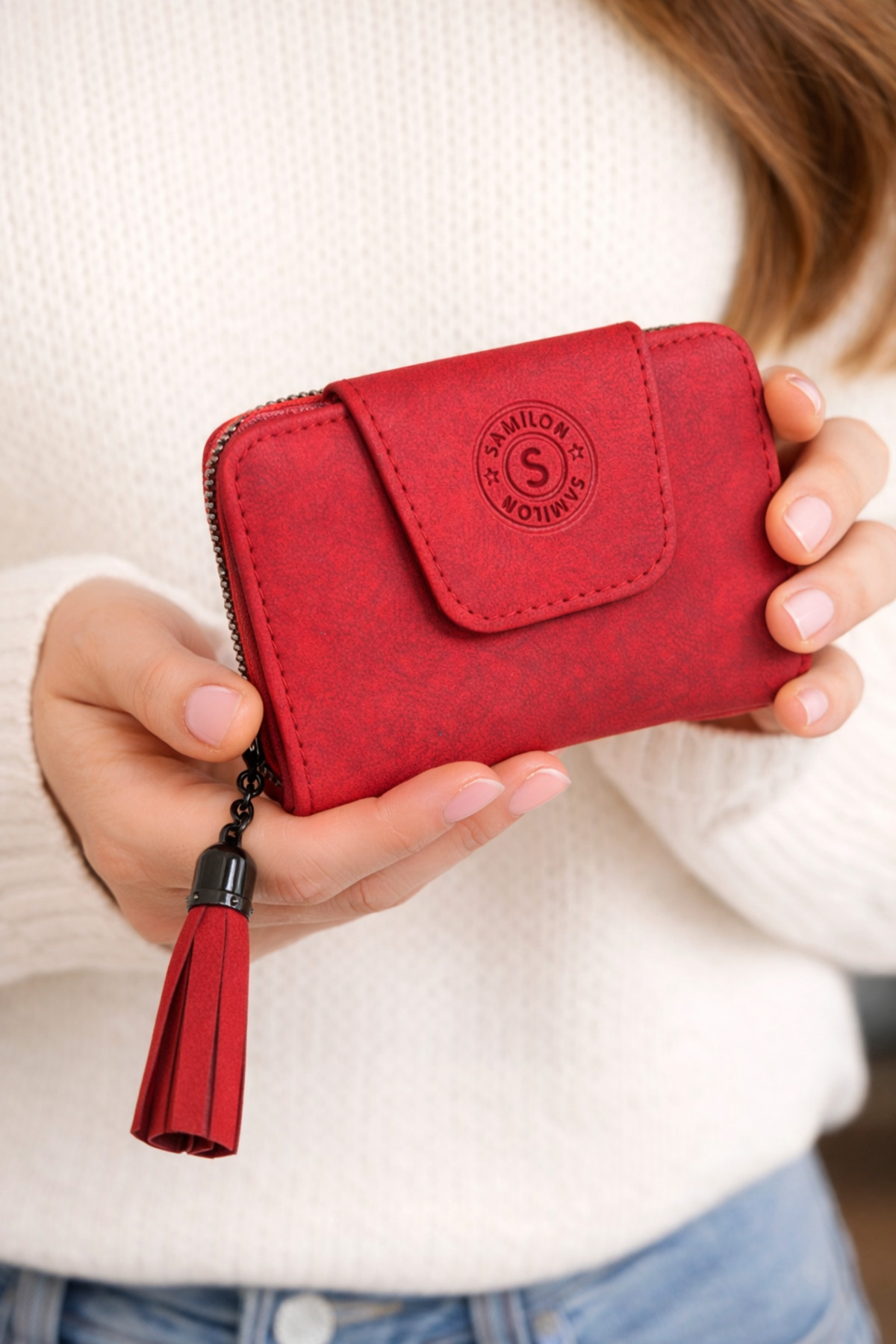 samilon Women's Red Wallet and Handbag