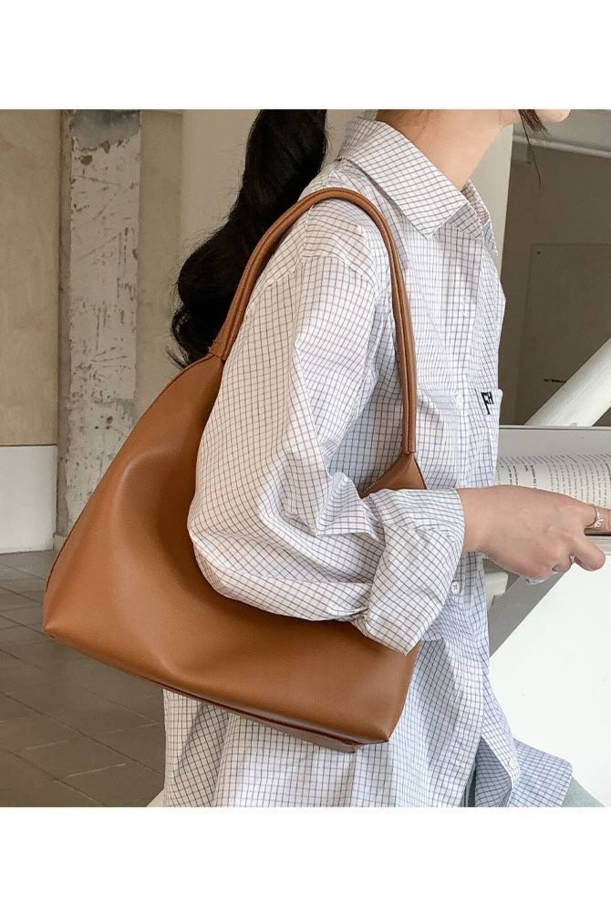 Tan BARLEY Women's Retro-Style Handbag and Shoulder Bag görünüm 3