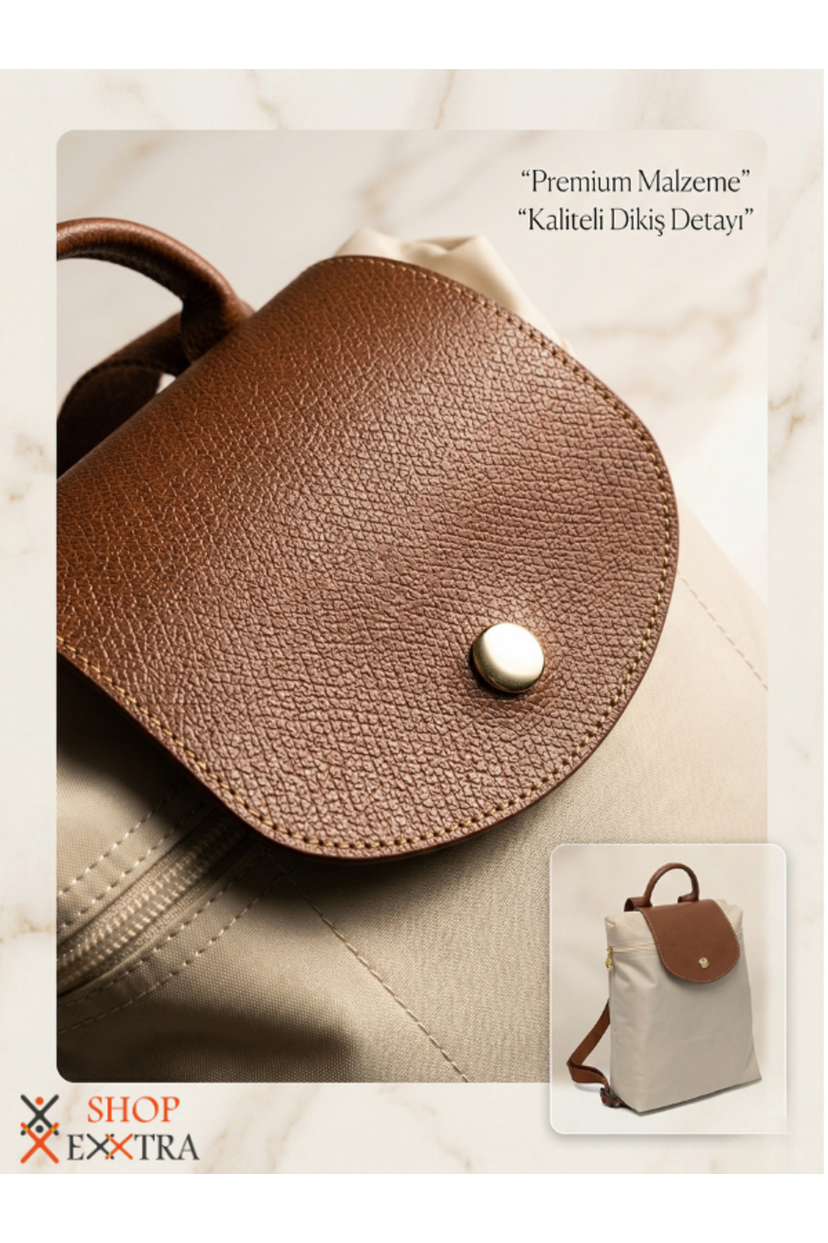 shopExxtra Kadın Sırt Çantası Suya Dayanıklı Kumaş Günlük Kullanım Ayarlanabilir Askılı Şık Tasarım 33x30x9 cm görsel 4