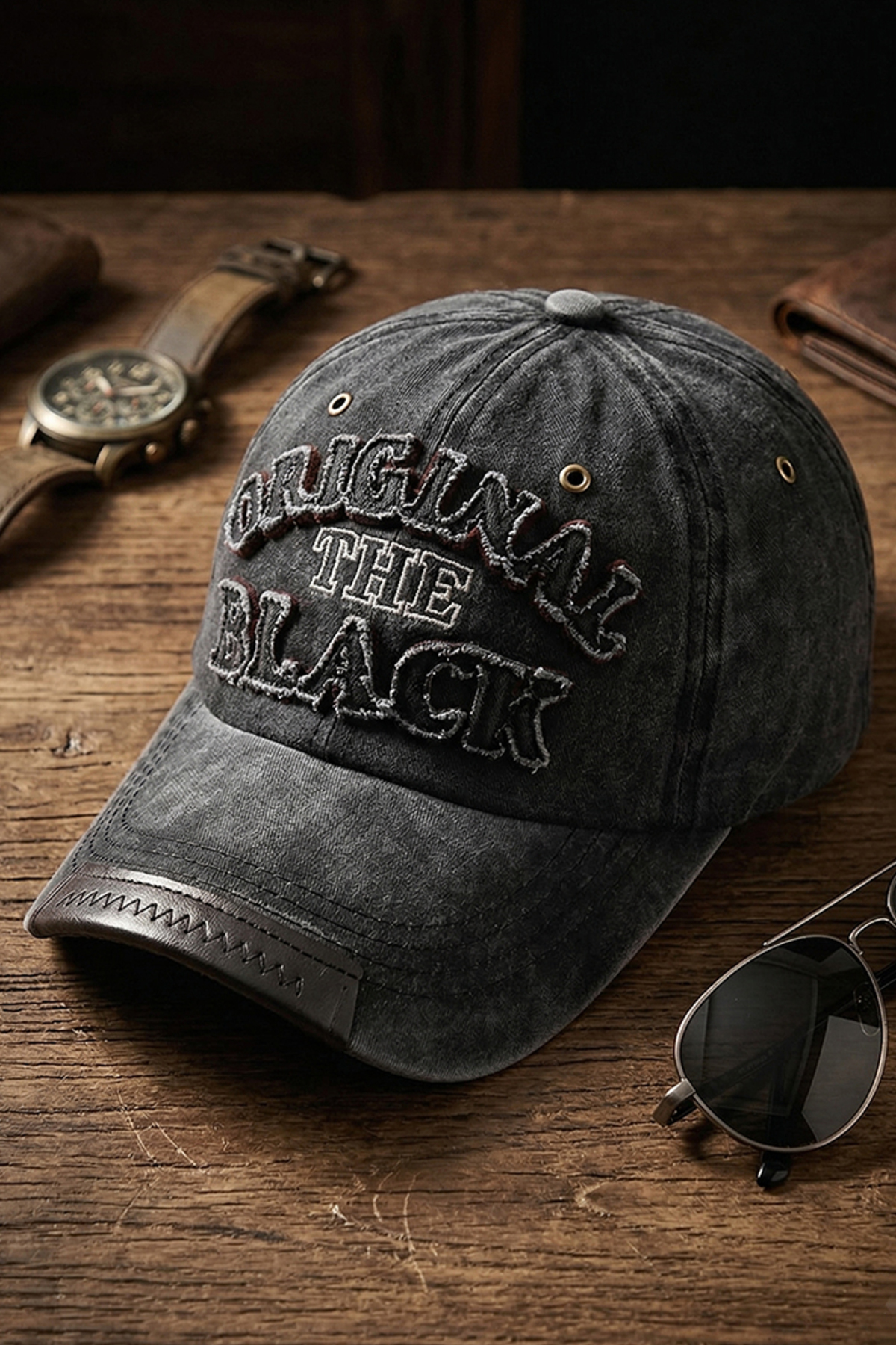 Kapin Orginal the Black Nakışlı Yıkamalı Eskitme Cap Baseball Şapka - Siyah