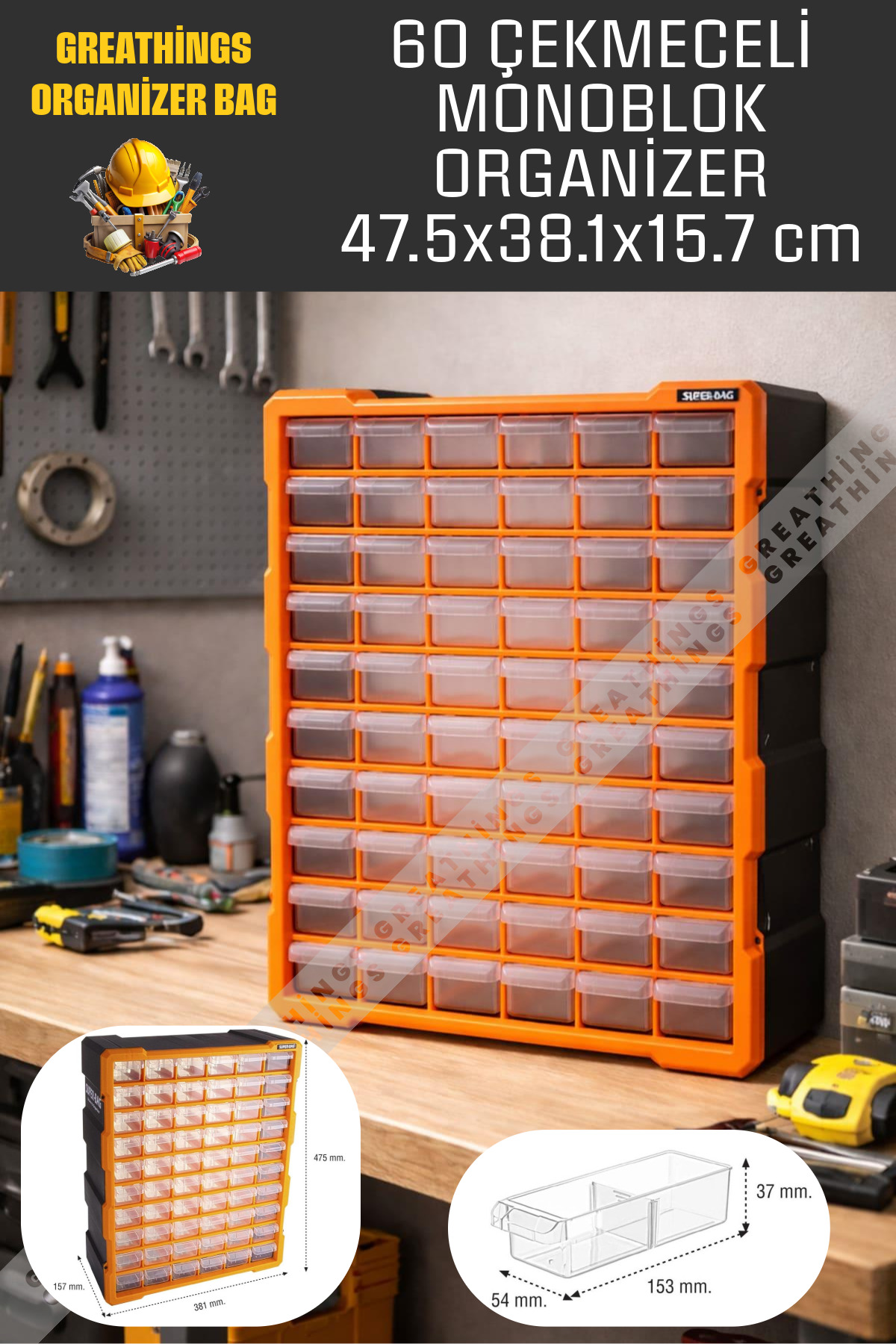 Greathings 60 Çekmeceli Mega Boy Monoblok Organizer Hobi Seti Vida