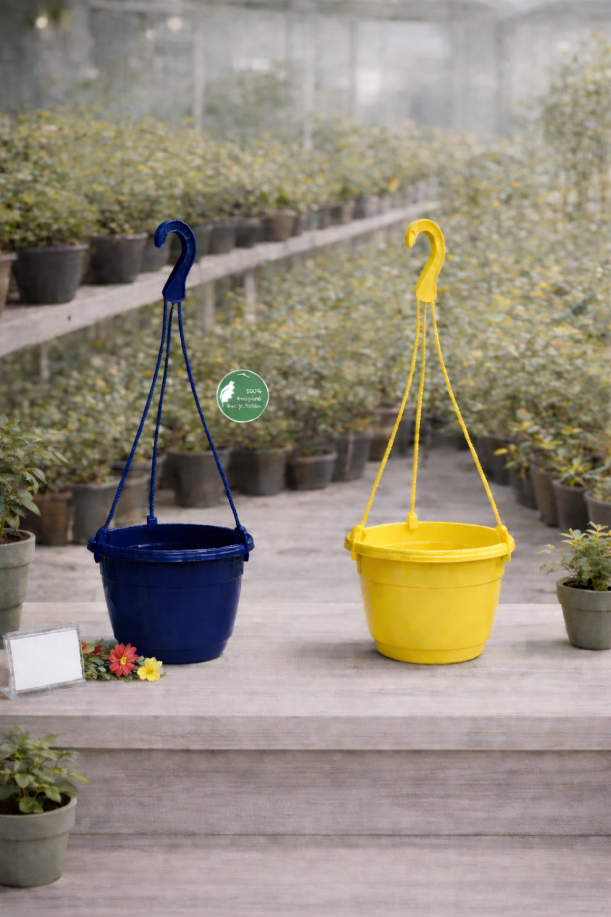 2 Pieces Hanging Decorative Flower Pot 18 cm Diameter Height 12 cm
