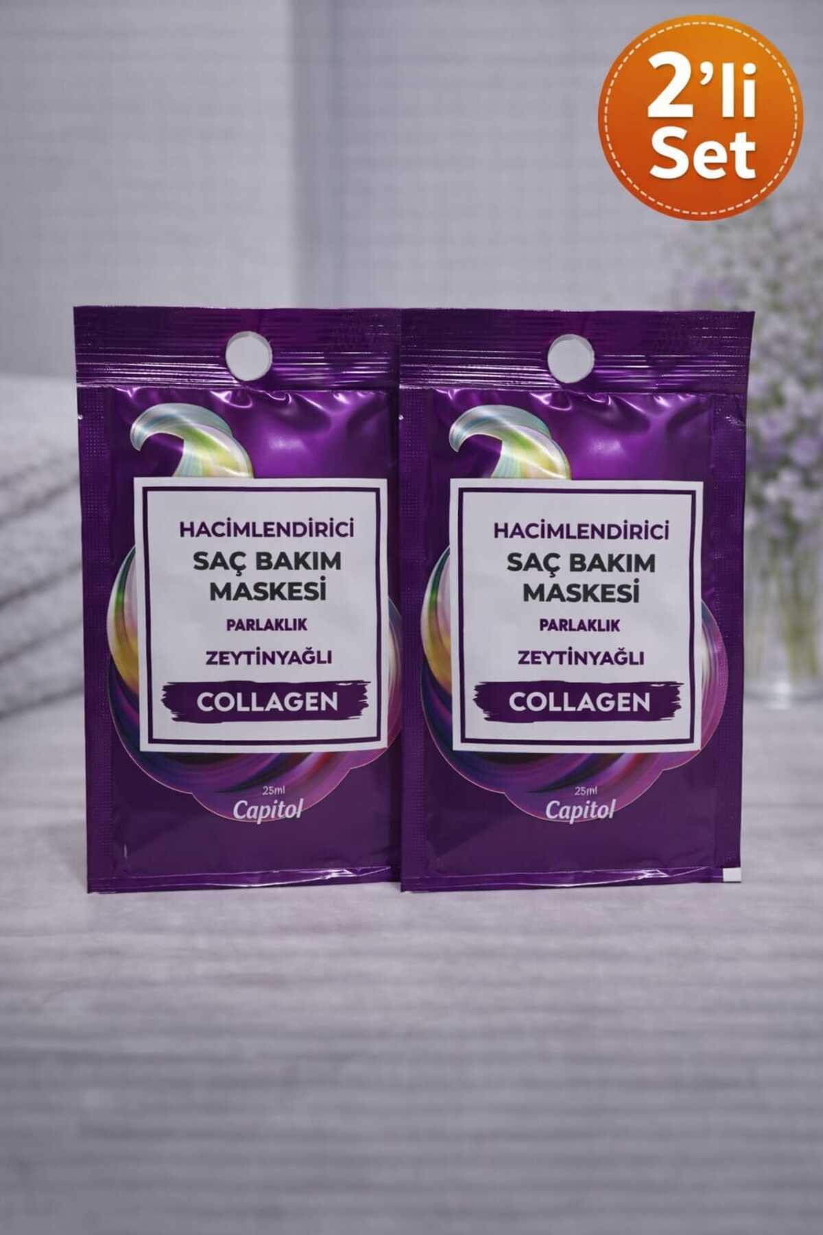Capitol Zeytinyağı+ Collagenli Hacimlendirici ve Parlaklık Etkili Saç Bakım Maskesi 2x25 ml — 39939jd83n3n