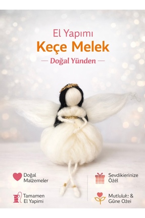 Momsmeril Keçe Melek Bebek Organik El Yapımı Yün 15cm