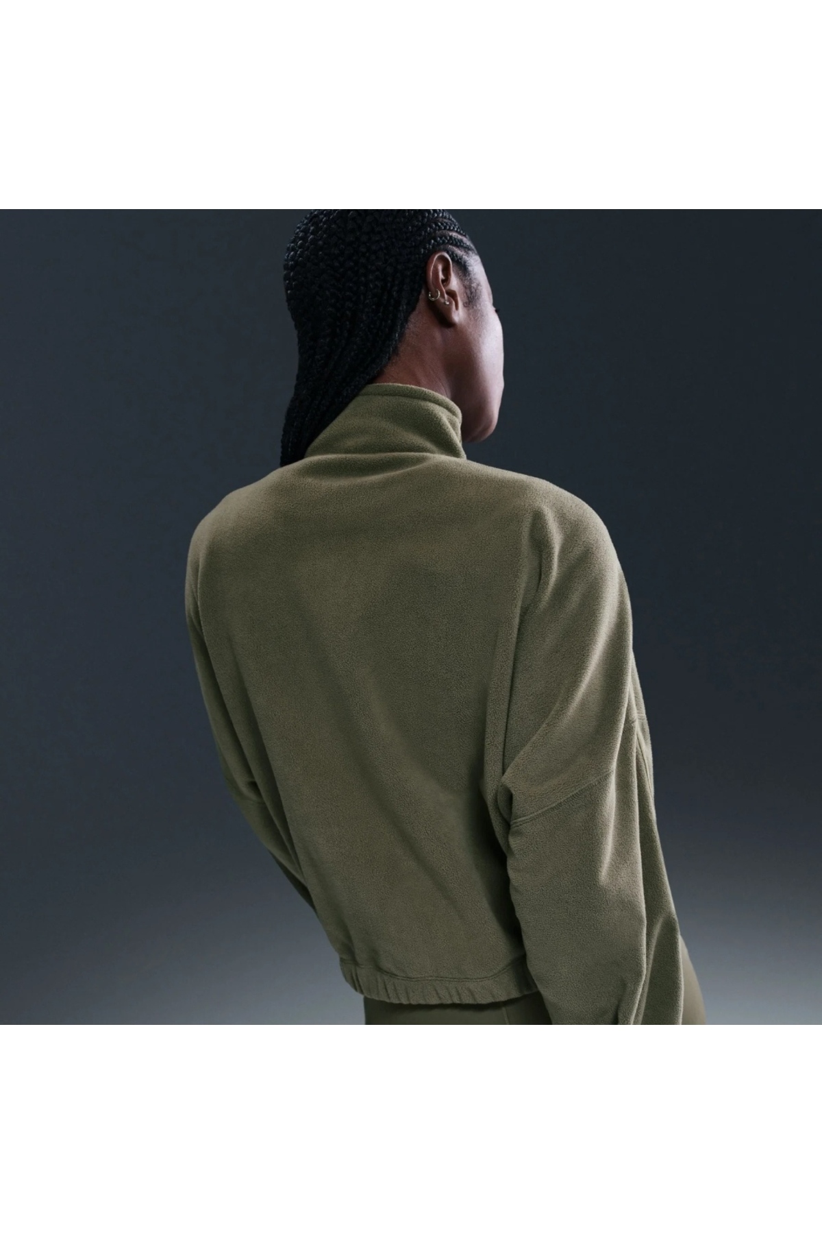 Nike One Therma-FIT HZ Top Polar Kadın Yeşil oversize Sweatshirt görsel 4