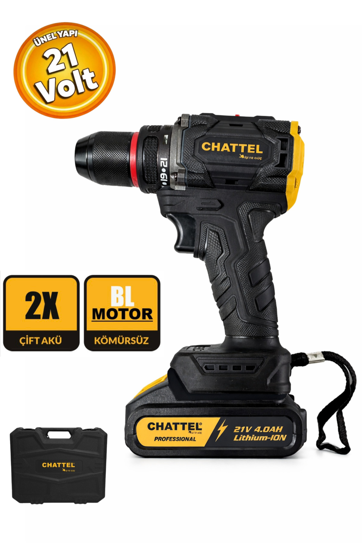 chattel CHT-4411 21 V 2.0 Ah Darbeli 13 mm Metal Mandrenli