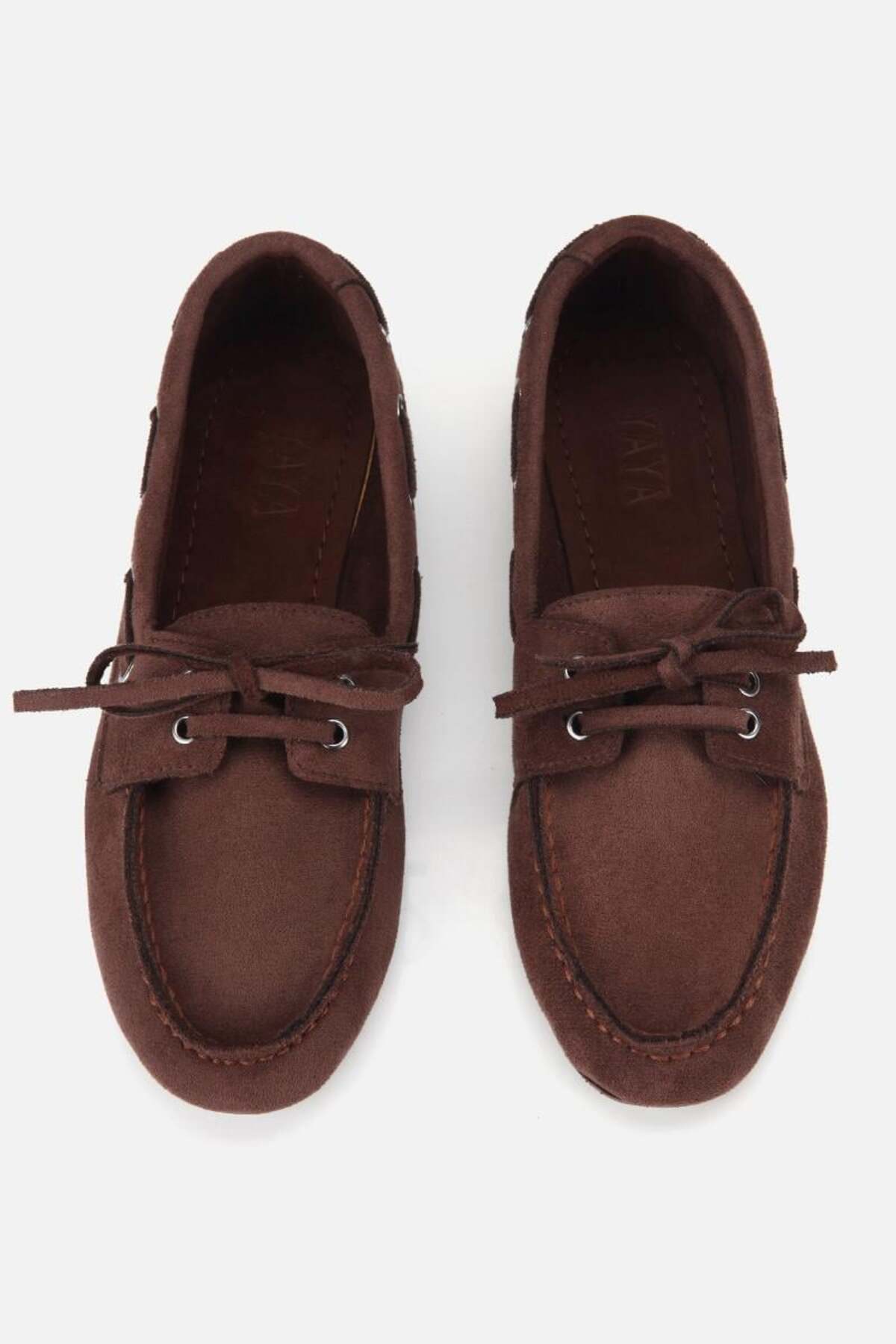 Yaya by Hotiç Kadın Kahverengi Süet Bağcıklı Dikiş Detaylı Loafer görsel 6