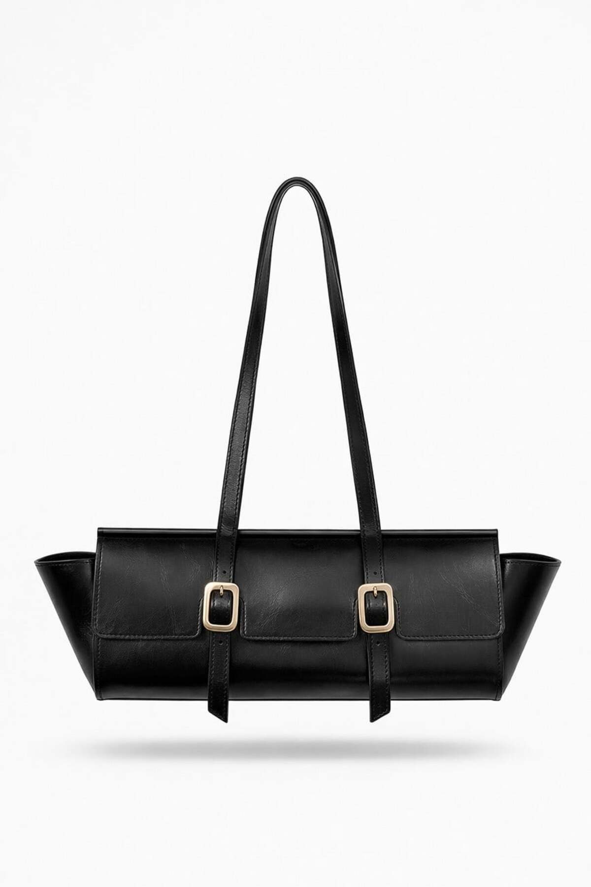 Black Women's Hand and Shoulder Bag Belt Detailed Stylish Design Daily Use Large Volume