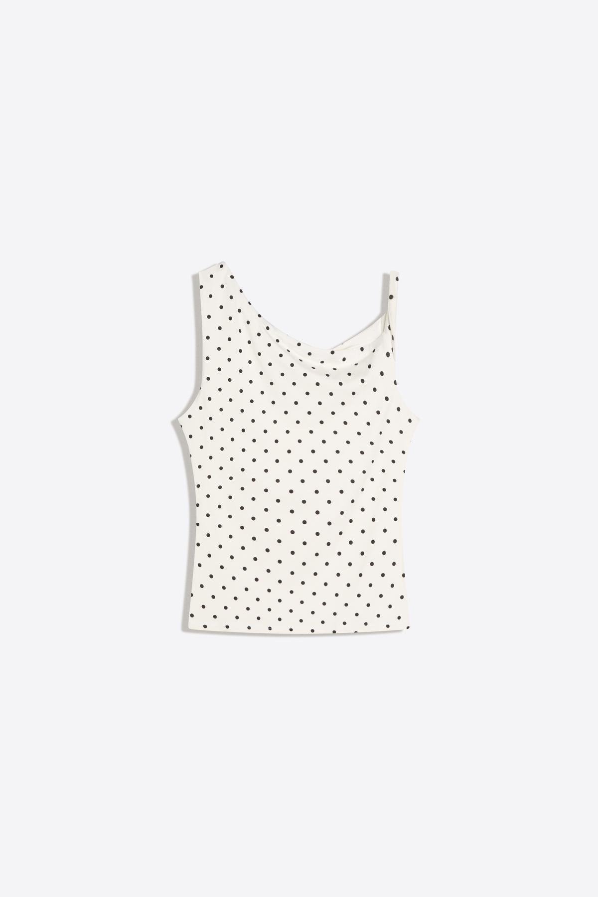 Bershka  Asimetrik puantiye desenli top - Görsel 2