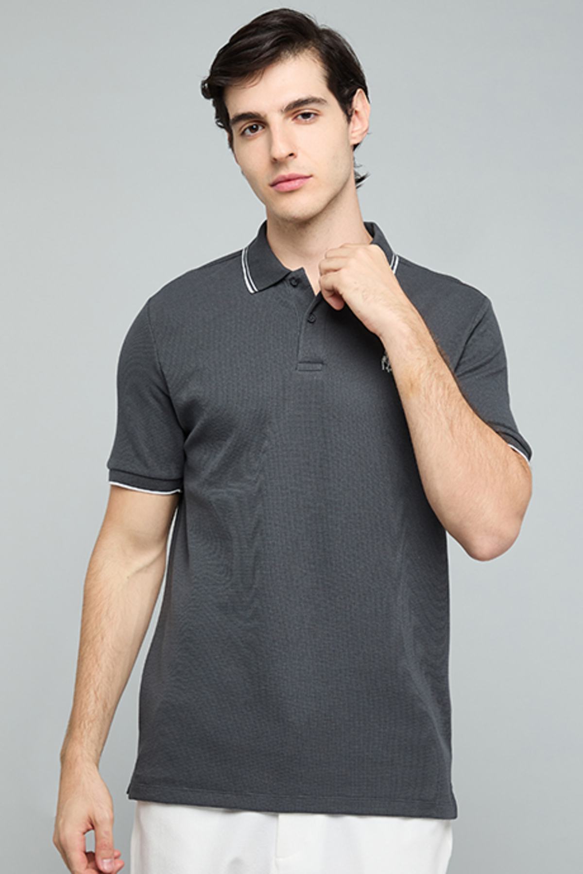 R&B Logo Detail Polo T-Shirt with Short Sleeves