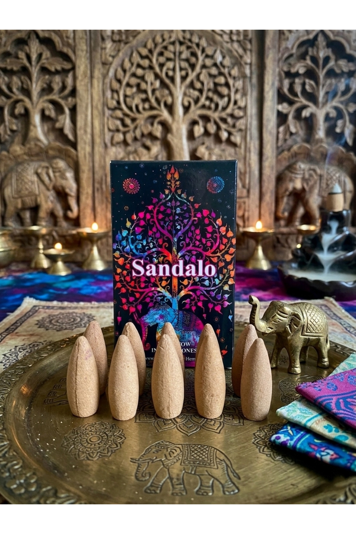 Tapered Backflow Incense, Yoga, Meditation, Sandalo Themed (10 Pcs Tapered Backflow Incense)