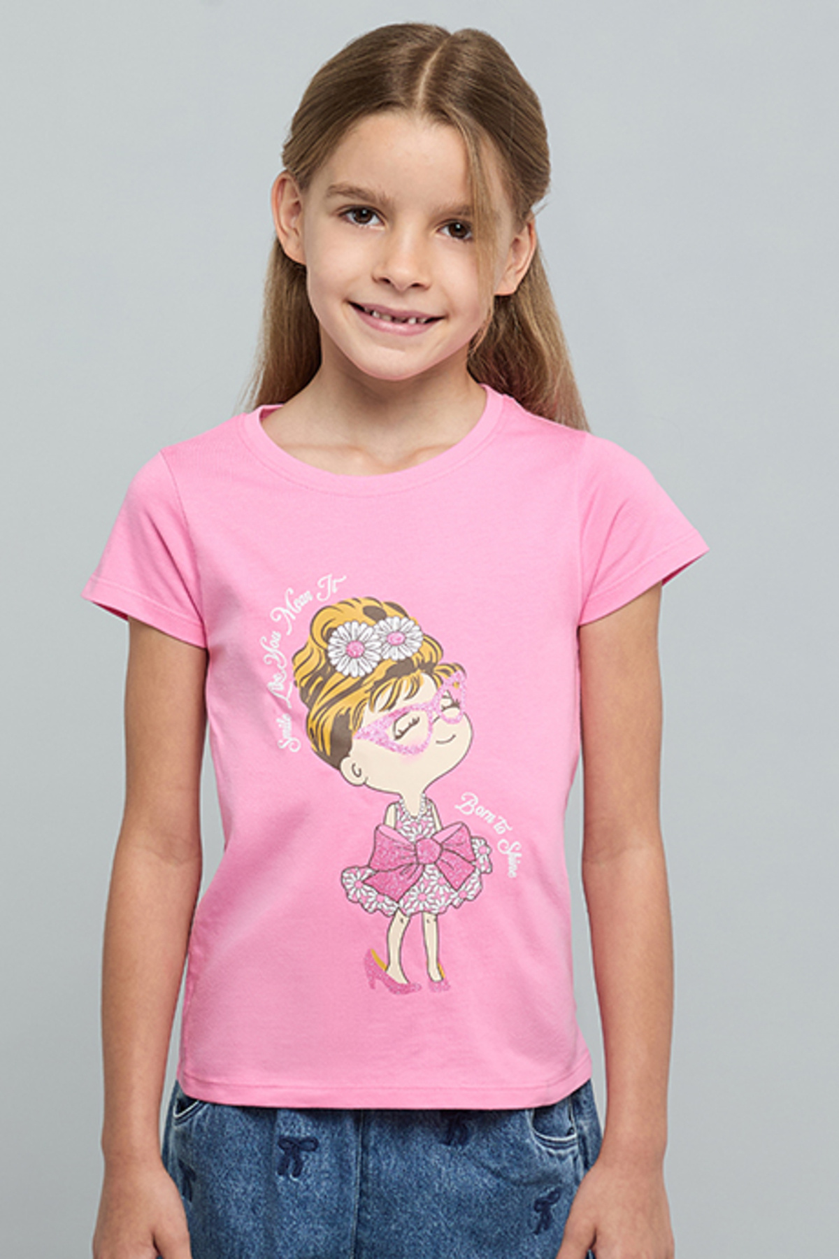 R&B Graphic Print T-Shirt with Crew Neck and Short Sleeves