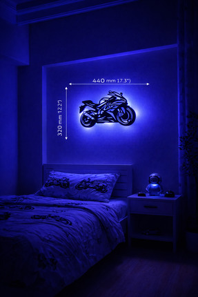Ens dişli Led Işıklı Metal Motor Tablosu Gece Lambası
