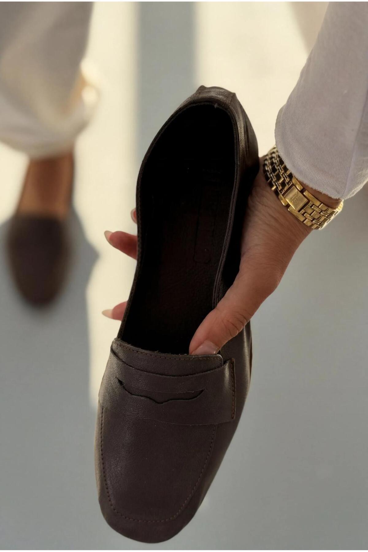 I Love Shoes Melniel Acıkahve Hakiki Deri Kadın Loafer görsel 3