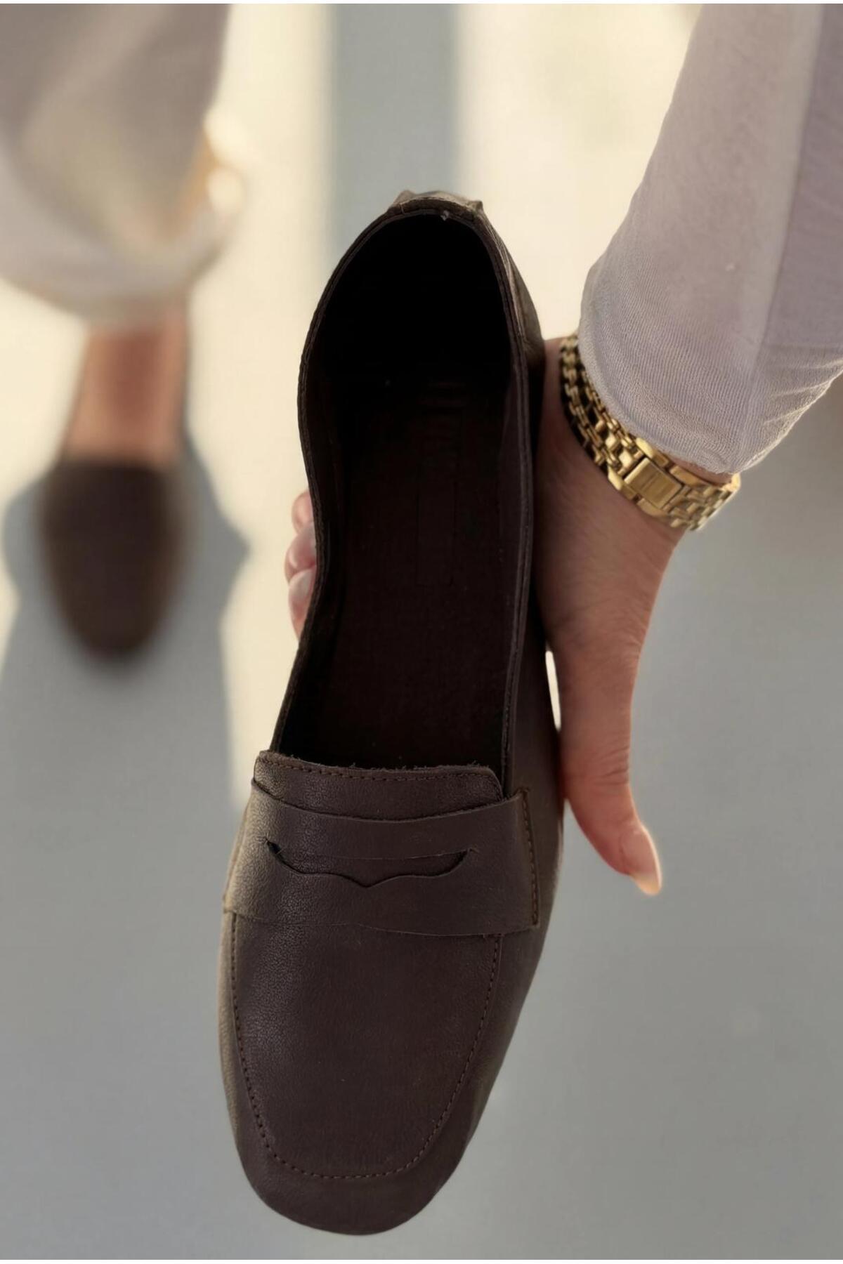 I Love Shoes Melniel Acıkahve Hakiki Deri Kadın Loafer görsel 4