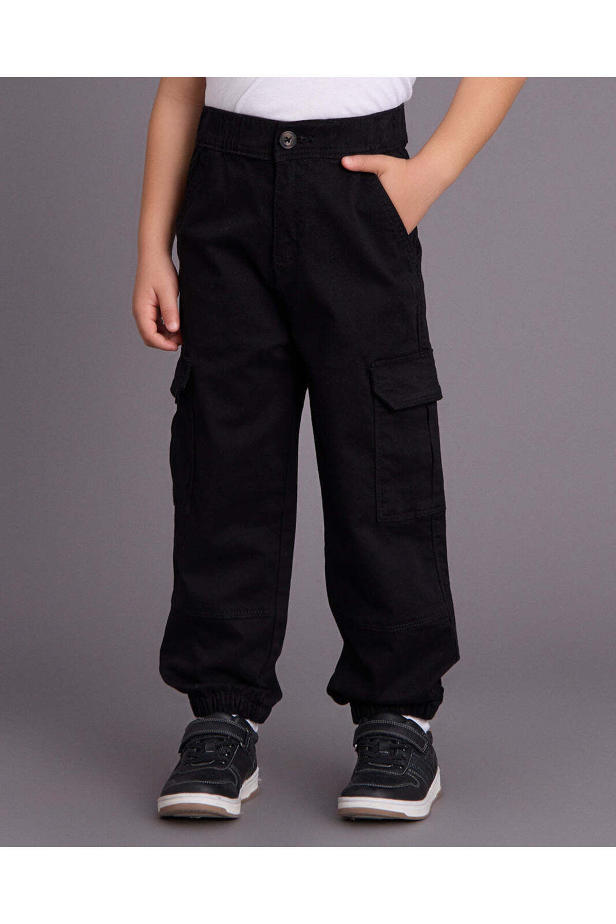 REDTAG Boys Black Cargo Jogger Pants