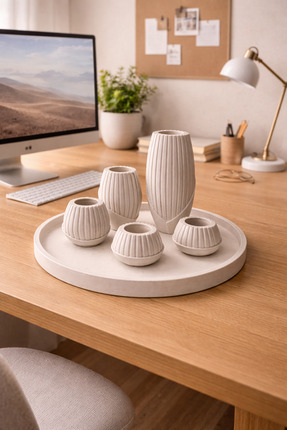 CLAYRAA 6’lı Premium Modern Dekor Seti – Vazo & Mumluk