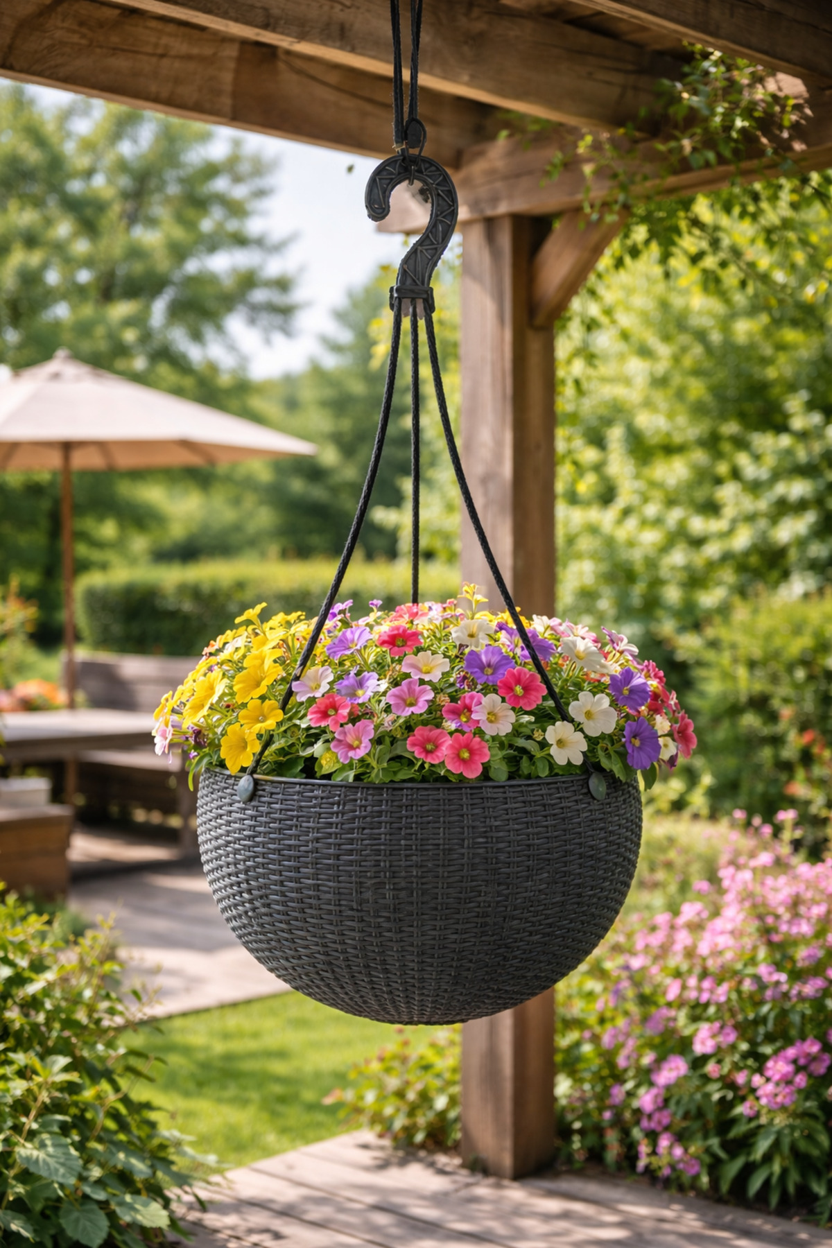 Rattan Hanging Flower Pot 26cm Flower Pot Length:60cm AH164
