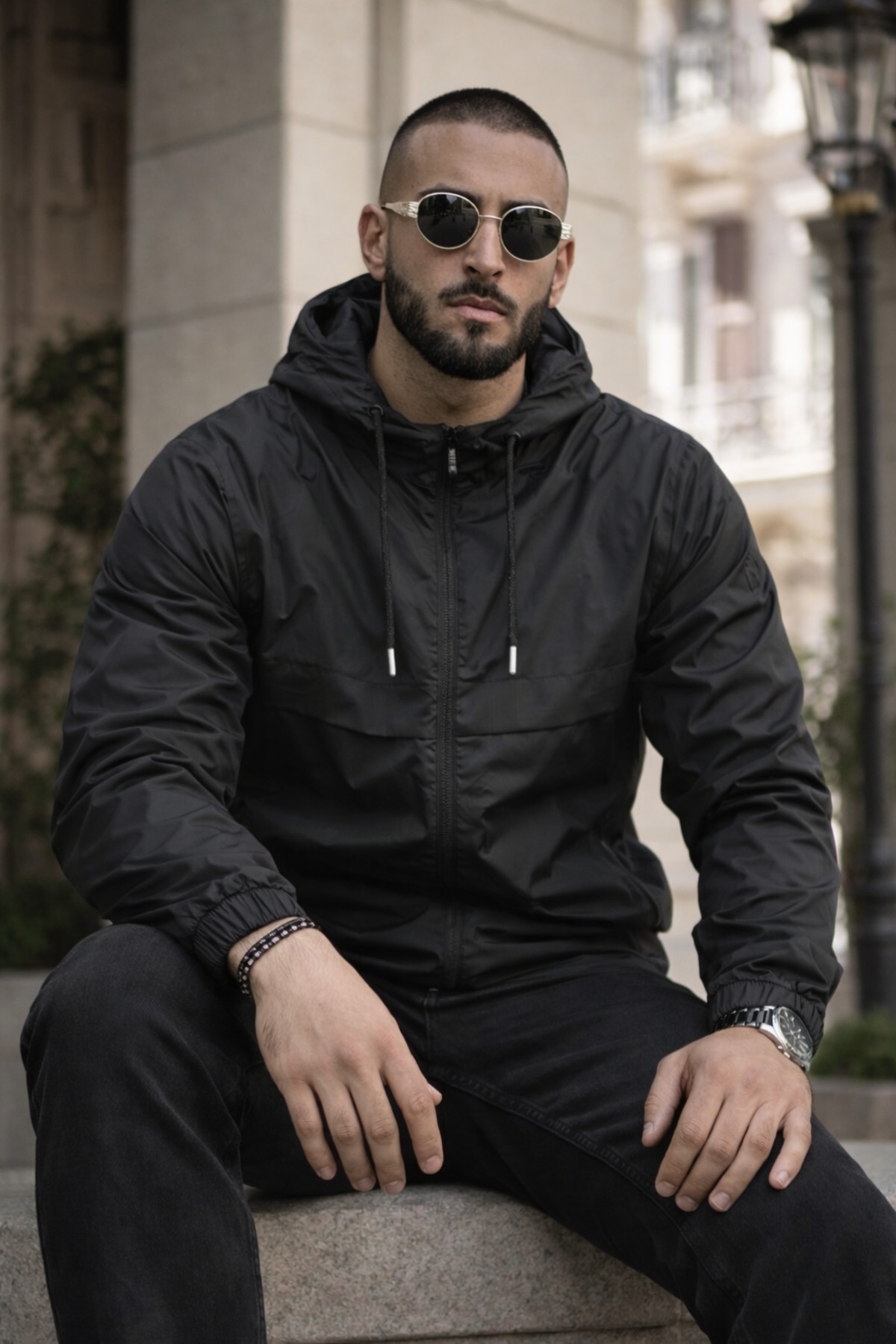 Erkek Trend Premium Kapşonlu Siyah Yağmurluk & Rüzgarlık — مشکی Hacker-1-E0210-12 — تصویر 4 از 6