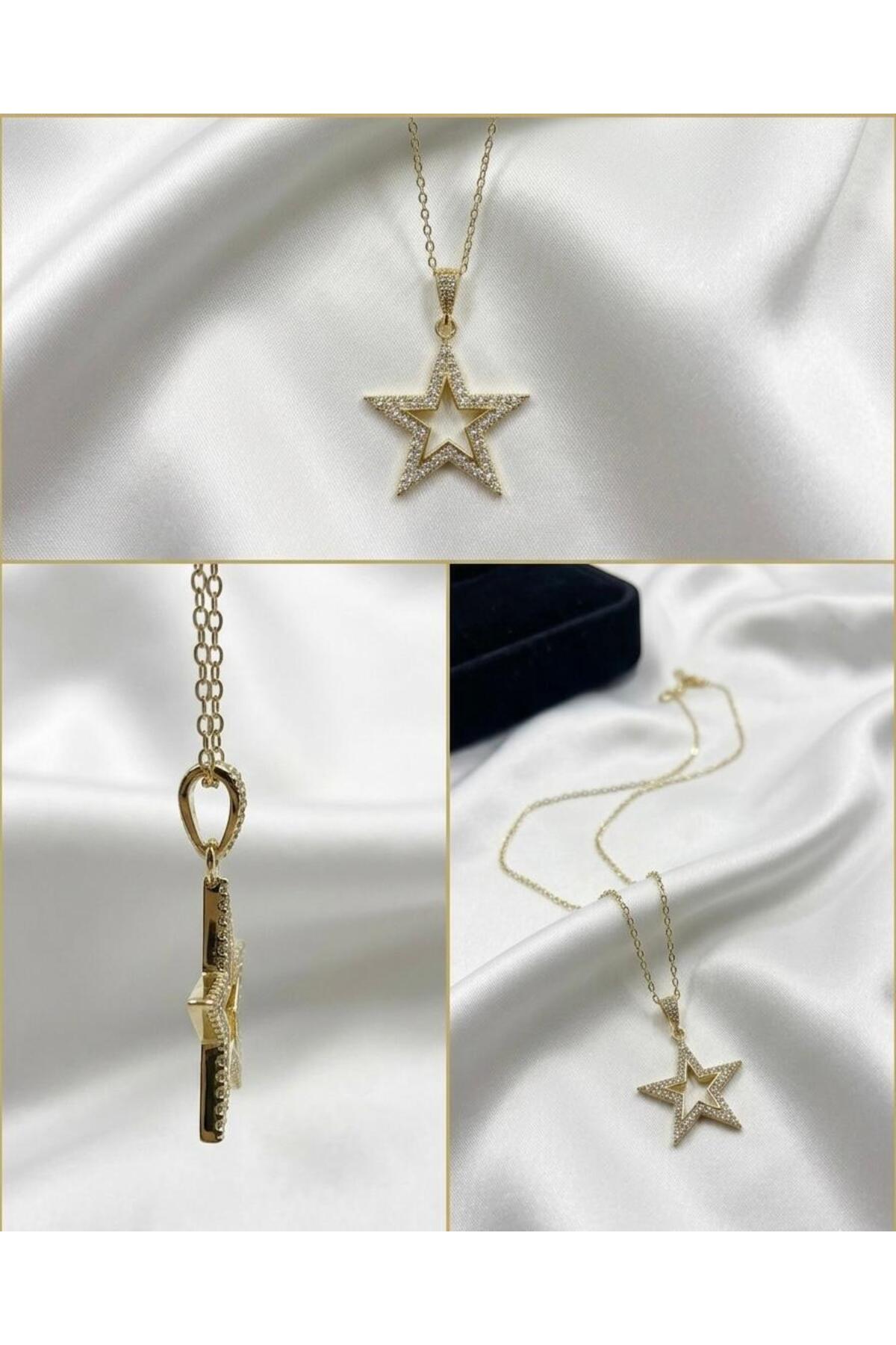 ELİSA ACCESSORİES KADIN GOLD YILDIZ FİGÜRLÜ ZİRKON TAŞLI KOLYE