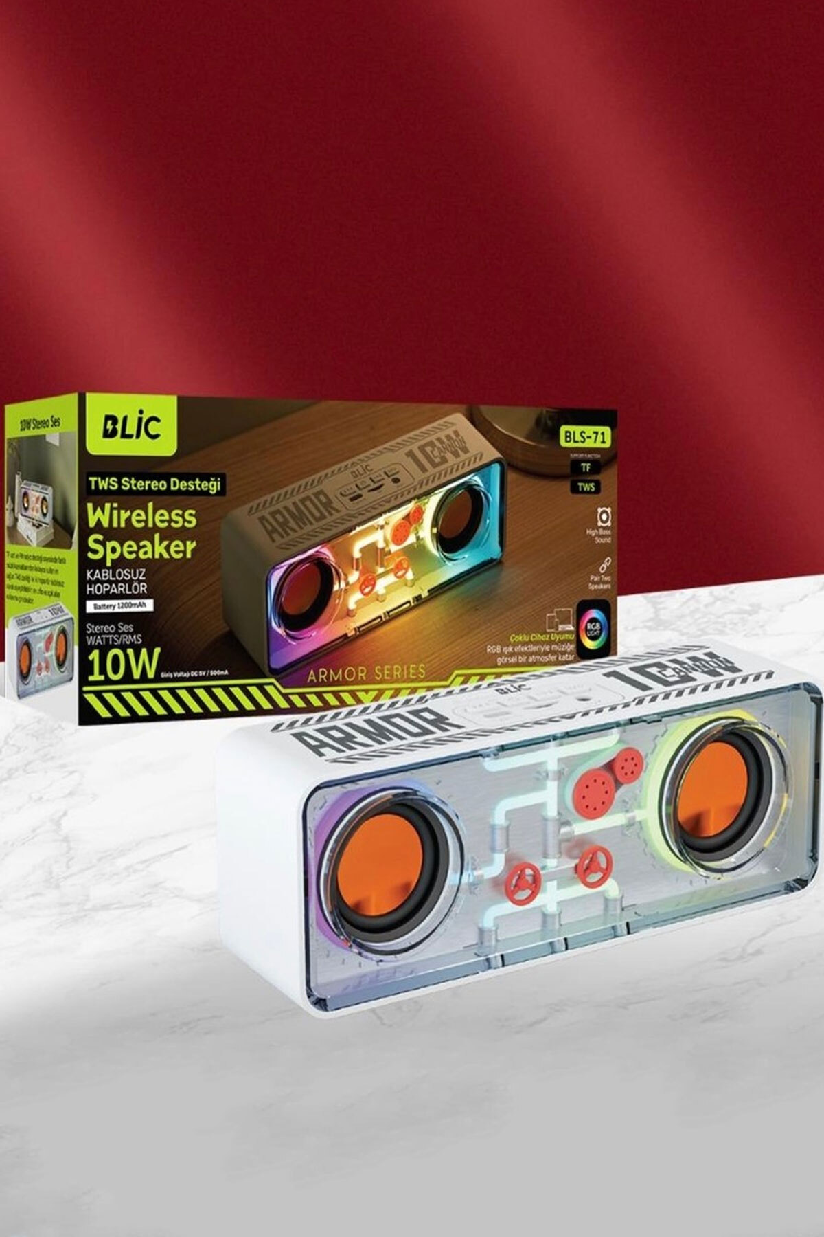 Blic Armor Series BLS-71 Şeffaf Mecha RGB Işıklı 10W Kablosuz