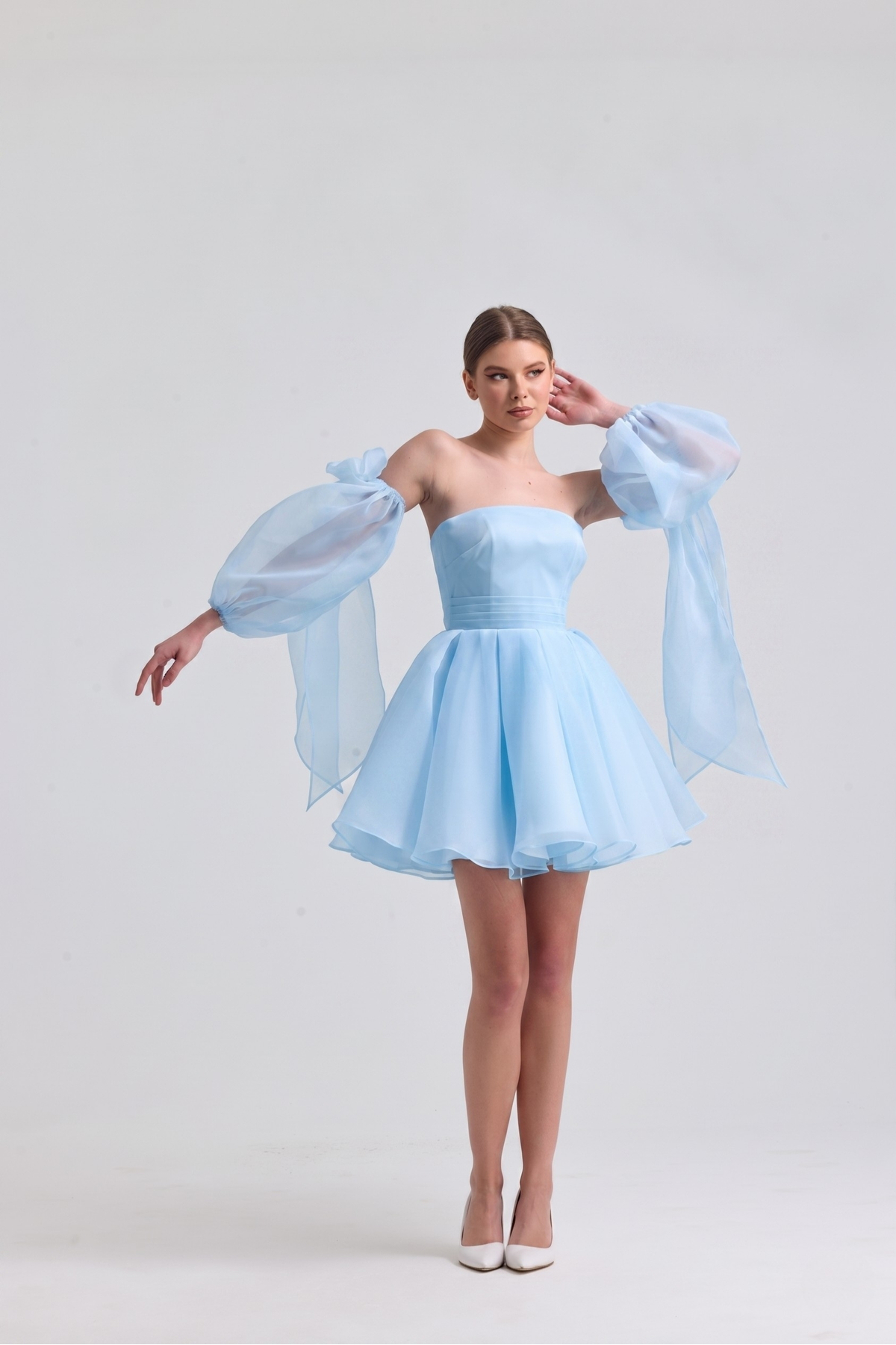 Dalya Baby Blue Strapless Mini Dress