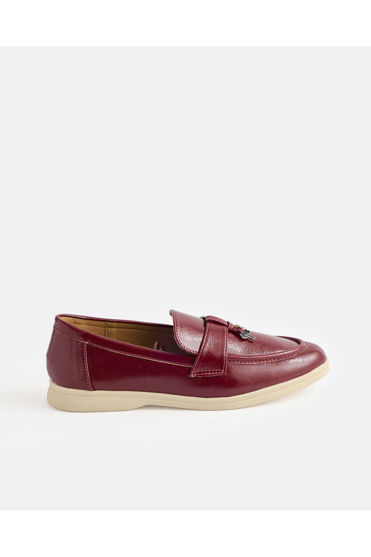 REDTAG Women Burgundy Textured Loafer Shoes