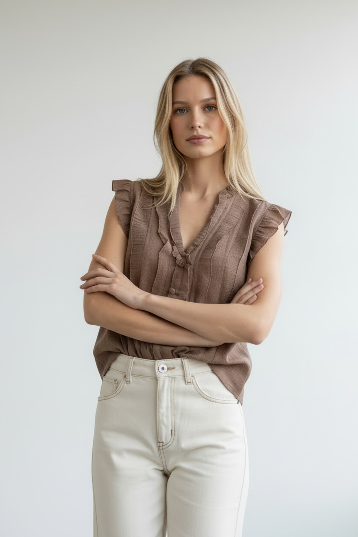 Women's Transparent Ruffle Blouse