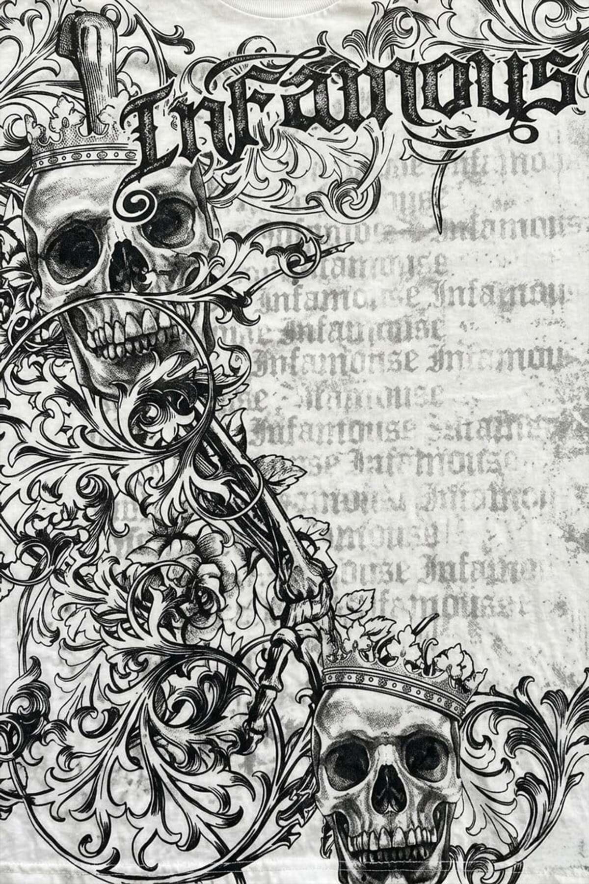 Karakedi Infamous Skull Gotik Y2K Unisex Kısa Kollu T-Shirt