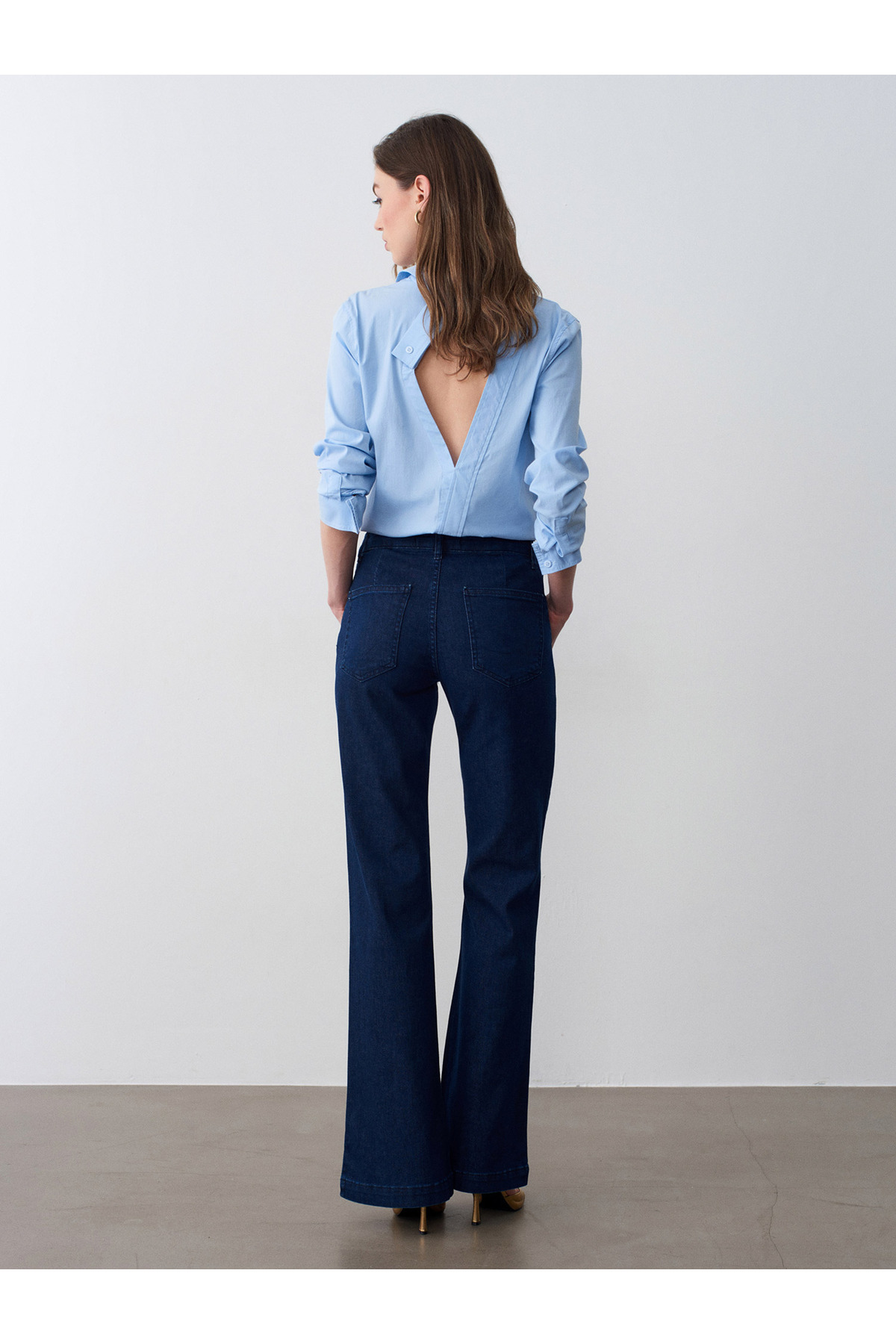 Dilvin 72309 Dikiş Detaylı Flare Jean-Lacivert görsel 2