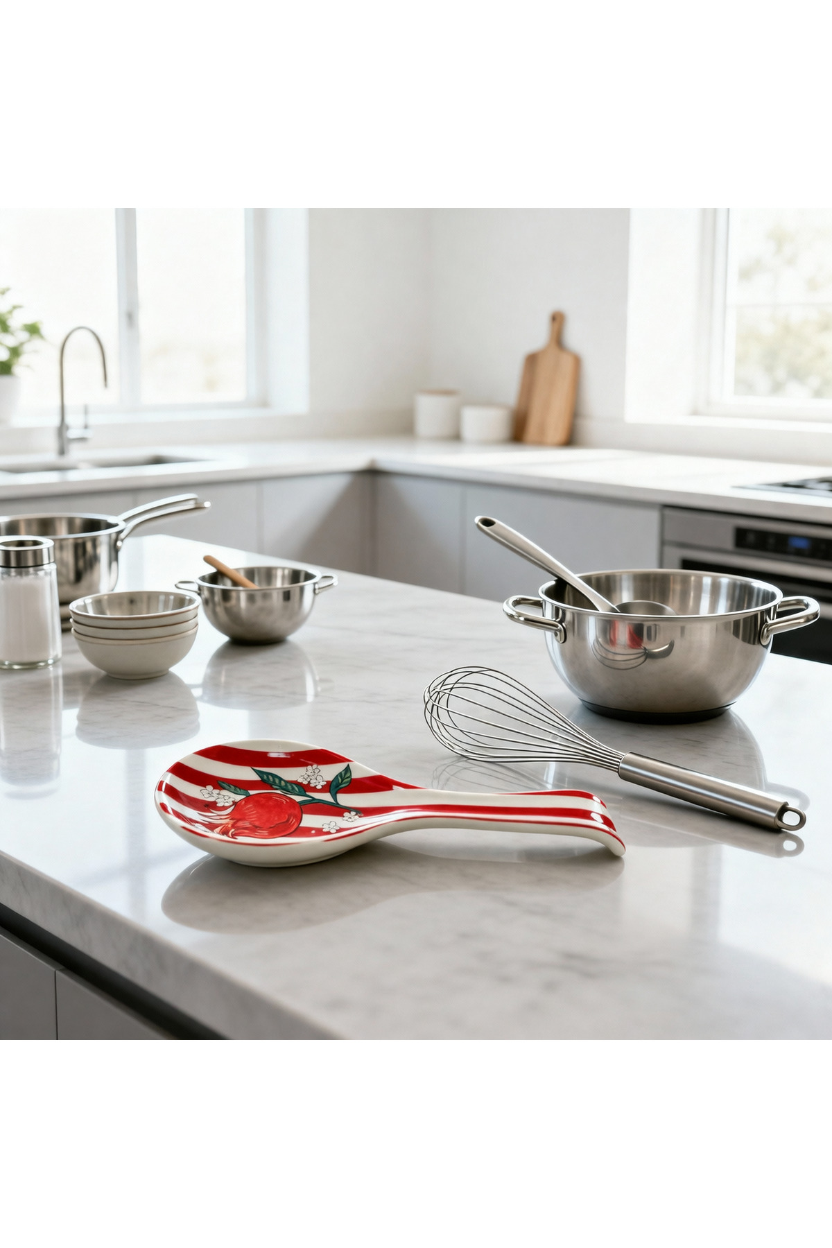 Porselen Kaşık Altlığı Narlı | Kepçe Altlığı Mutfak Aparatı