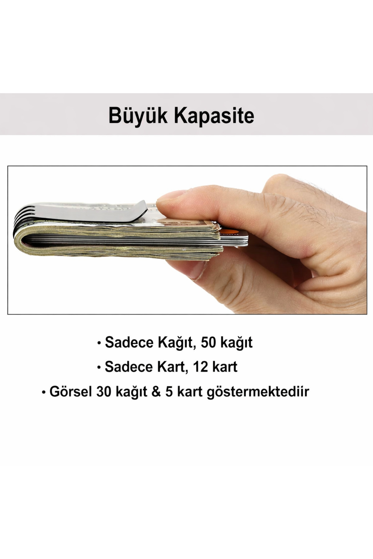 VEXORA GLOBAL Para Klipsi (Money Clip), Nakit ve Kredi Kartı için, Paslanmaz Çelik, Slim & Hafif görsel 4