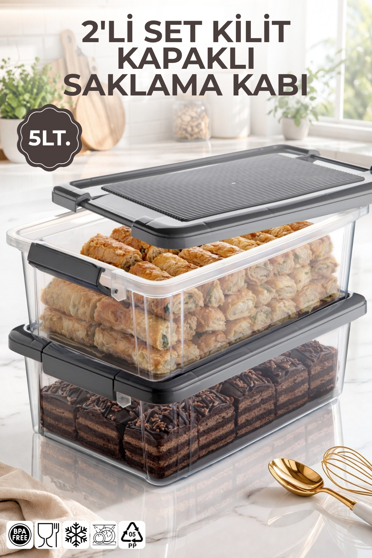 2-Piece Set 5Lt. Decobox Multipurpose Storage Container - Picnic Transport Set - 5Lt.