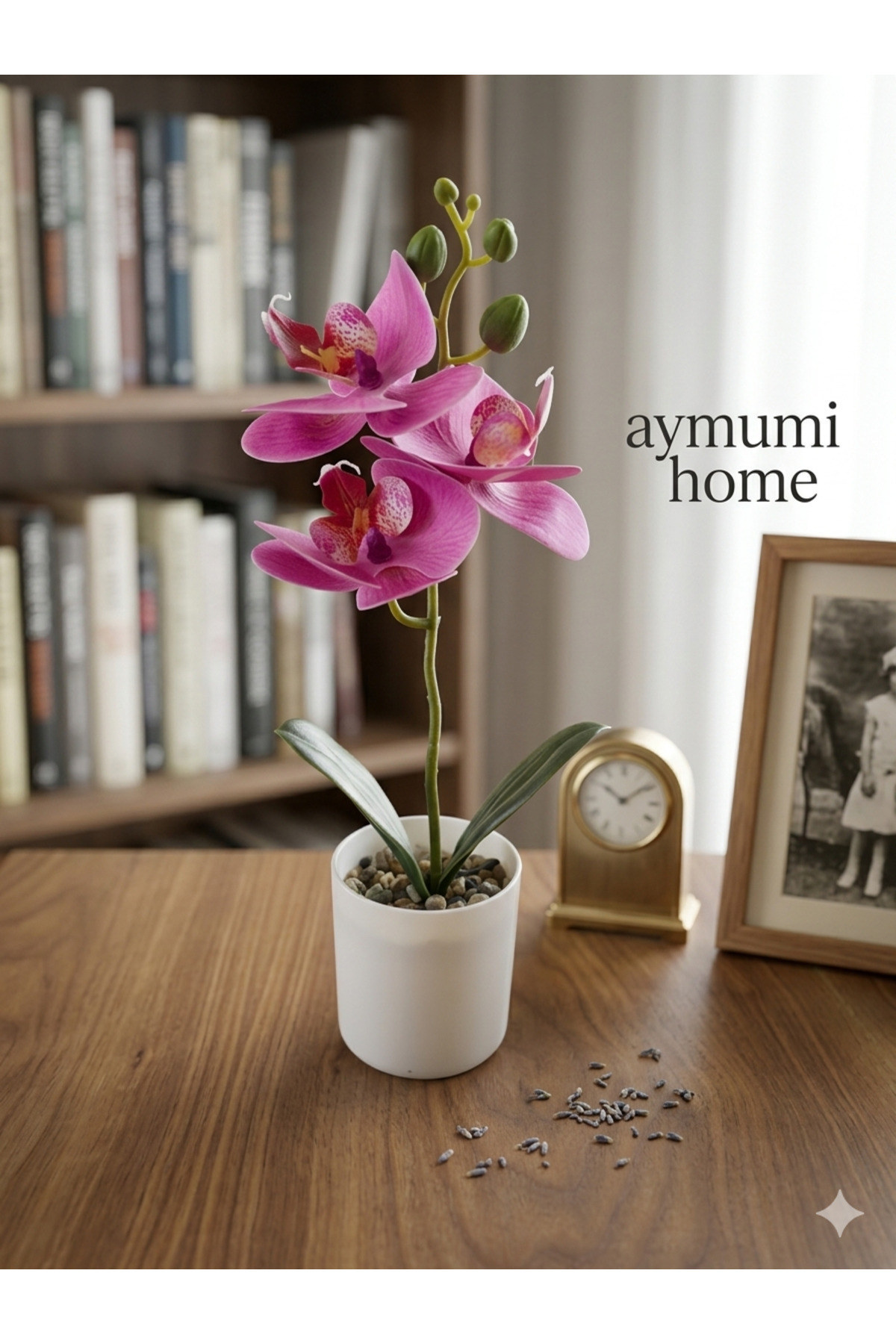 Decorative Orchid Artificial Flower – Premium Real-Looking Table Top Home & Office Decor in Flower Pot