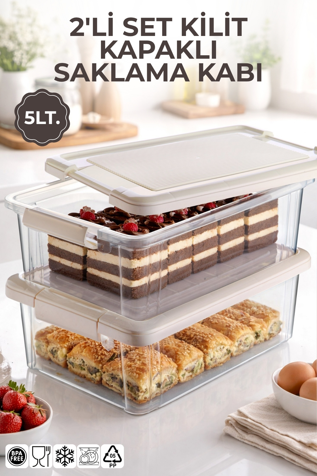 2-Piece Set 5Lt. Decobox Multipurpose Storage Container - Picnic Transport Set - 5Lt.