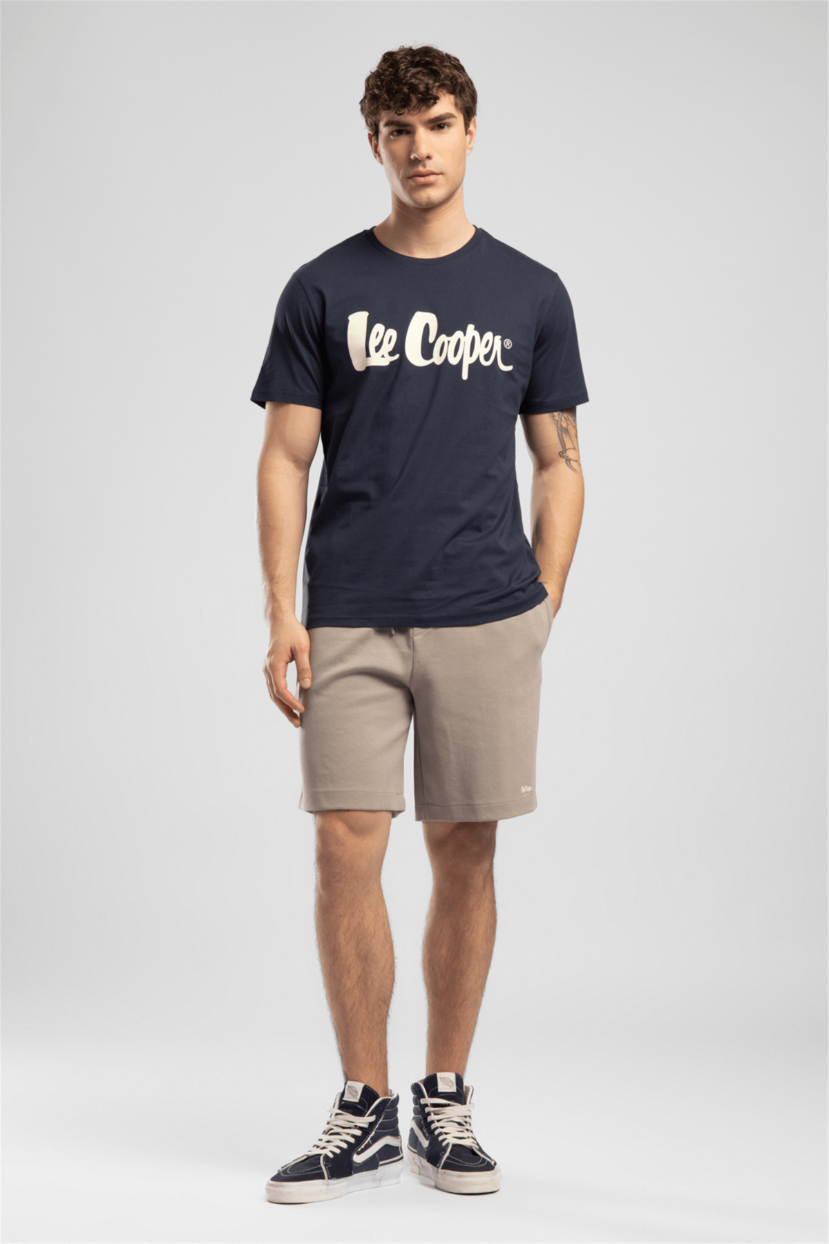 Lee Cooper Londonlogo Men's Regular Fit 100% Cotton Printed Crew Neck T-Shirt Blue