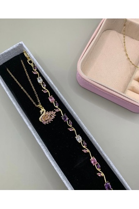 ArtBDesign Kuğu Kolye ve Lale Bileklik Set