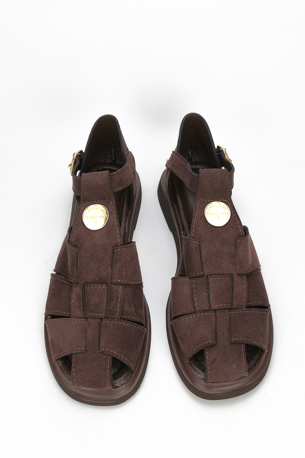 CEYDA SHOES KADIN RAHAT TABAN SÜET TOKALI HAFİF YAZLIK GLADYATÖR SANDALET görsel 8