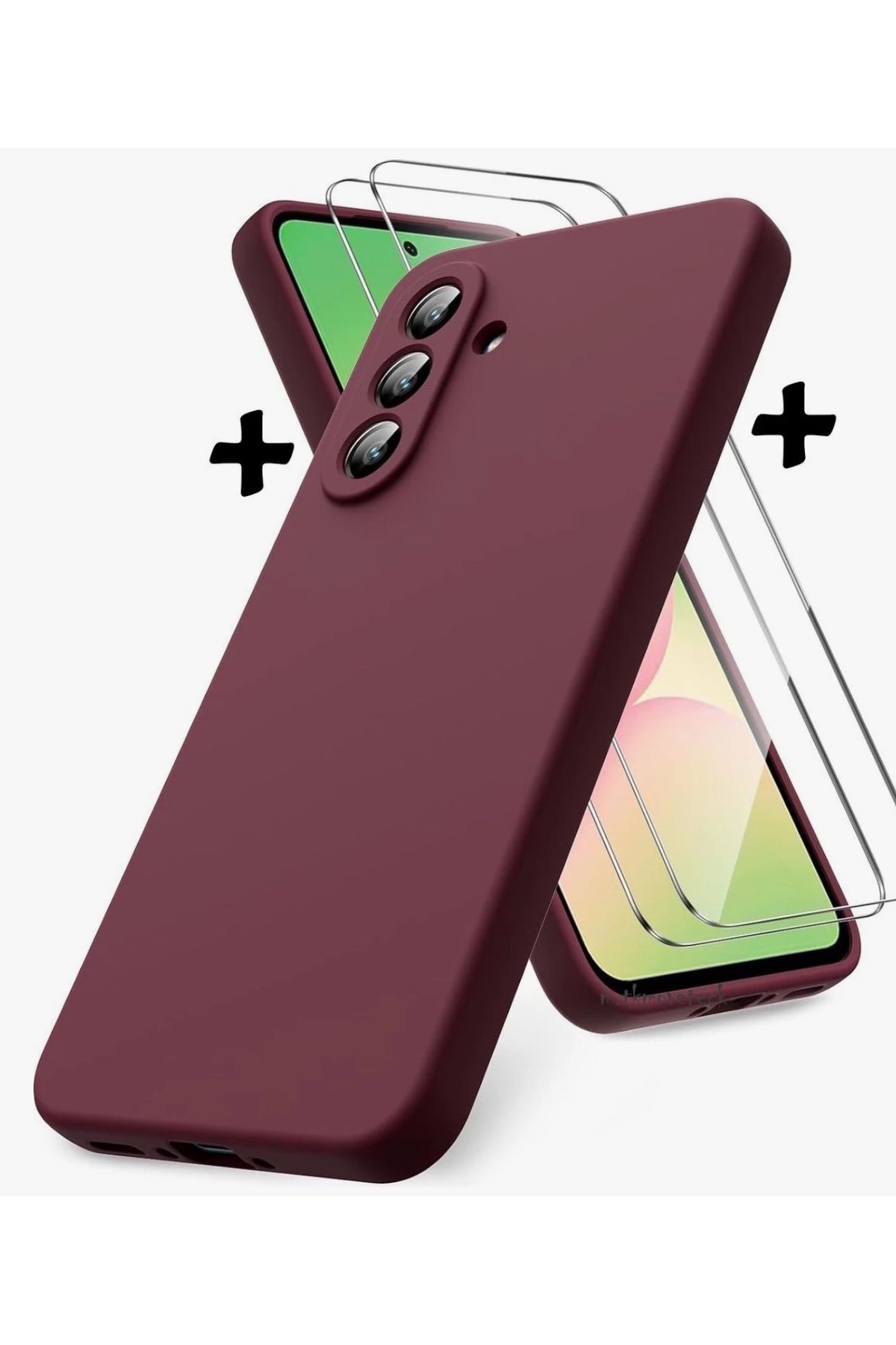 Samsung Galaxy A57 Case Soft Color Matte Silicone with Camera Protection + 9H Screen Protector Glass 2in1 Set